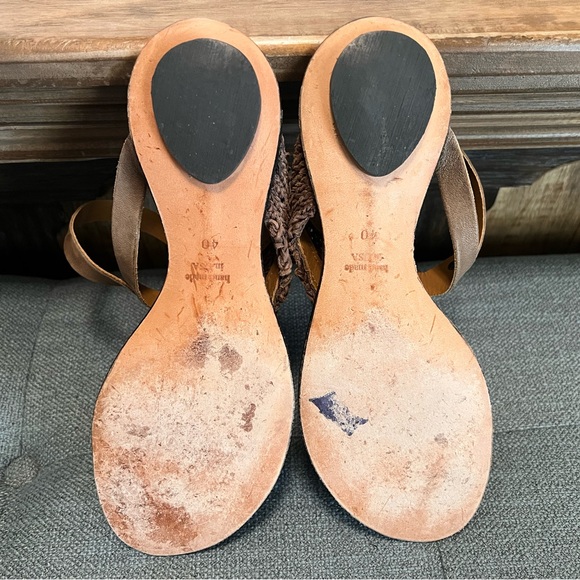 Cydwoq toe ring ankle strap taupe gray Brown woven Leather Sandals - Picture 9 of 14